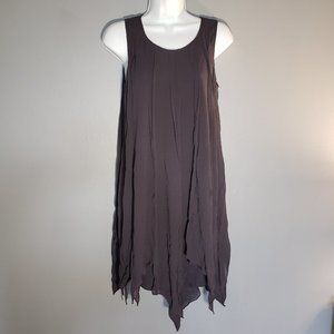 Calypso St. Barth Gray Silk A-line dress with Handkerchief Hemline, XS